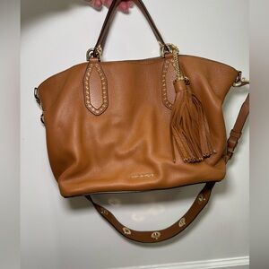 Michael Kors Tan Leather Shoulder Bag with Tassel